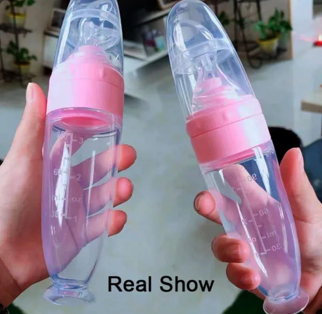 Full Silicone Spoon feeder 90ml rice vanguard squeezed spoons of rice vanguard bottle suction cup soft spoon head -1pcs