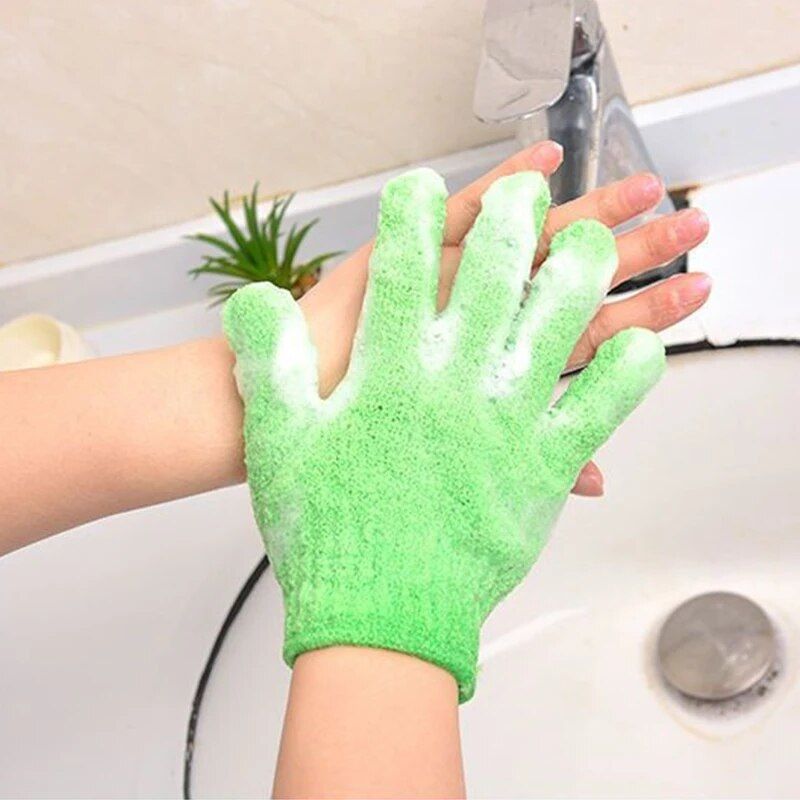 Shower Gloves Exfoliating Wash Skin Spa Bath Gloves Foam Bath Skid Resistance Body Mage Cleaning Loofah Scrubber -1pcs (Any Color)