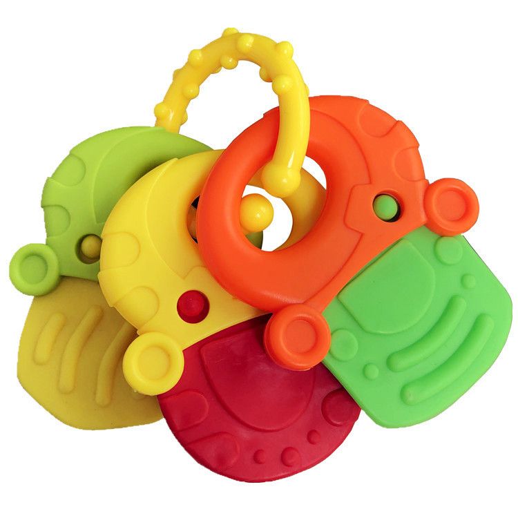 Baby Key Teether Silicone head Teether fitness educational toy CN -1pcs (Any Color)