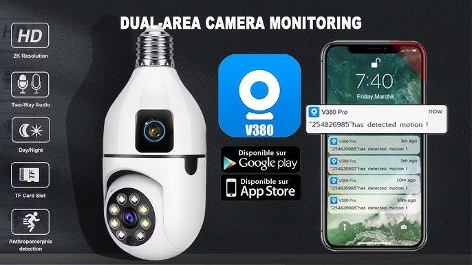 V380 SQ002 3MP Bulb Camera Wi-Fi IP Camera
