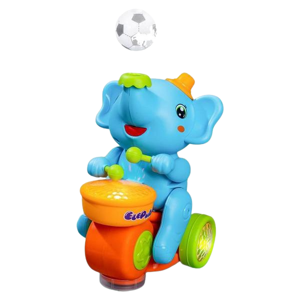 Blue Musical Ball Balancing Elephant Toy with Lighting (Free! Free!! Free!!! 3 Batteries Included)