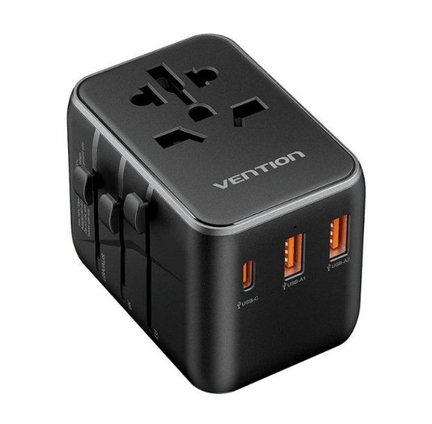Vention 3-Port USB (C + A + A) 20W Universal Travel Adapter