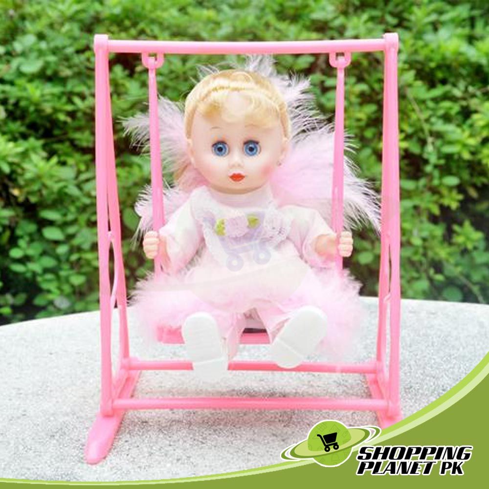 Baby with rocking dolna দোলনায় বসা পুতুল