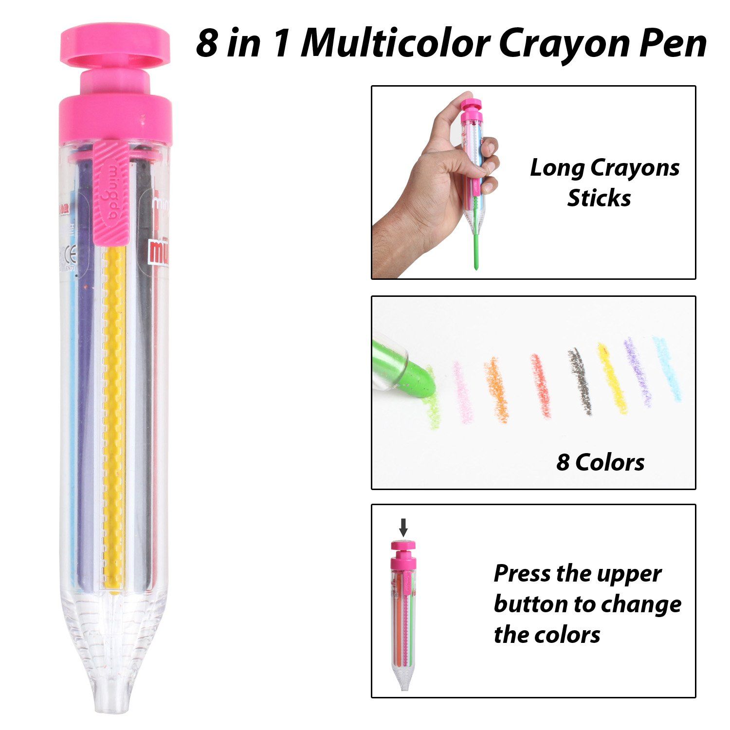 8 in 1 Multicolor Crayon Pen