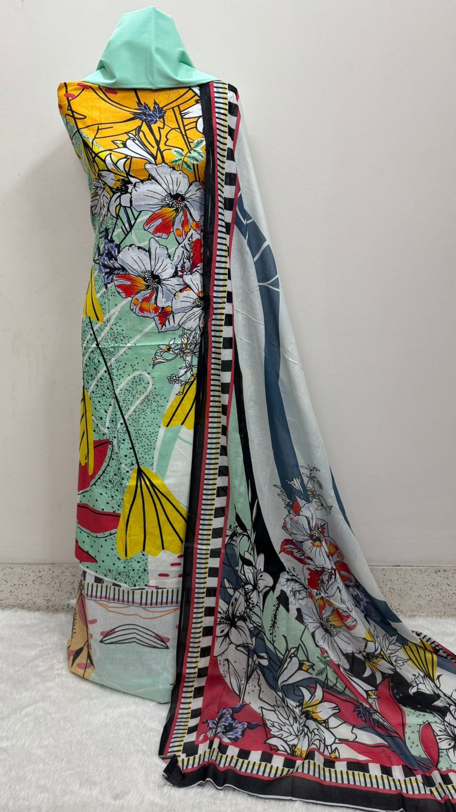 Digital Print Cotton Three Piece