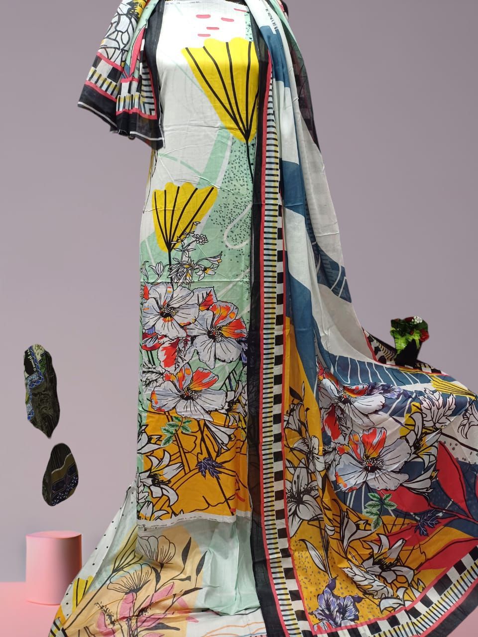 Digital Print Cotton Three Piece