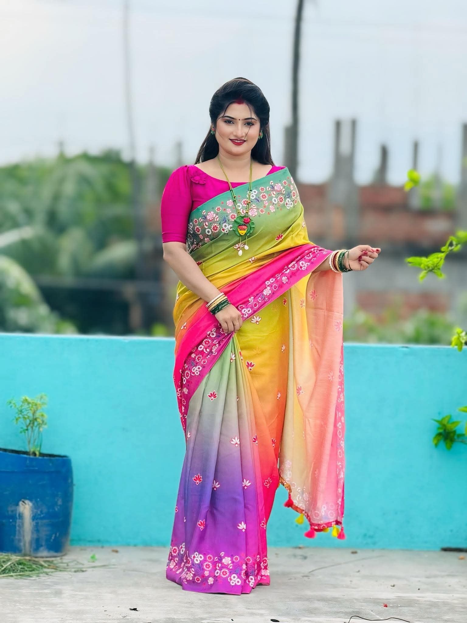 Stylish cotton share with blause pcs