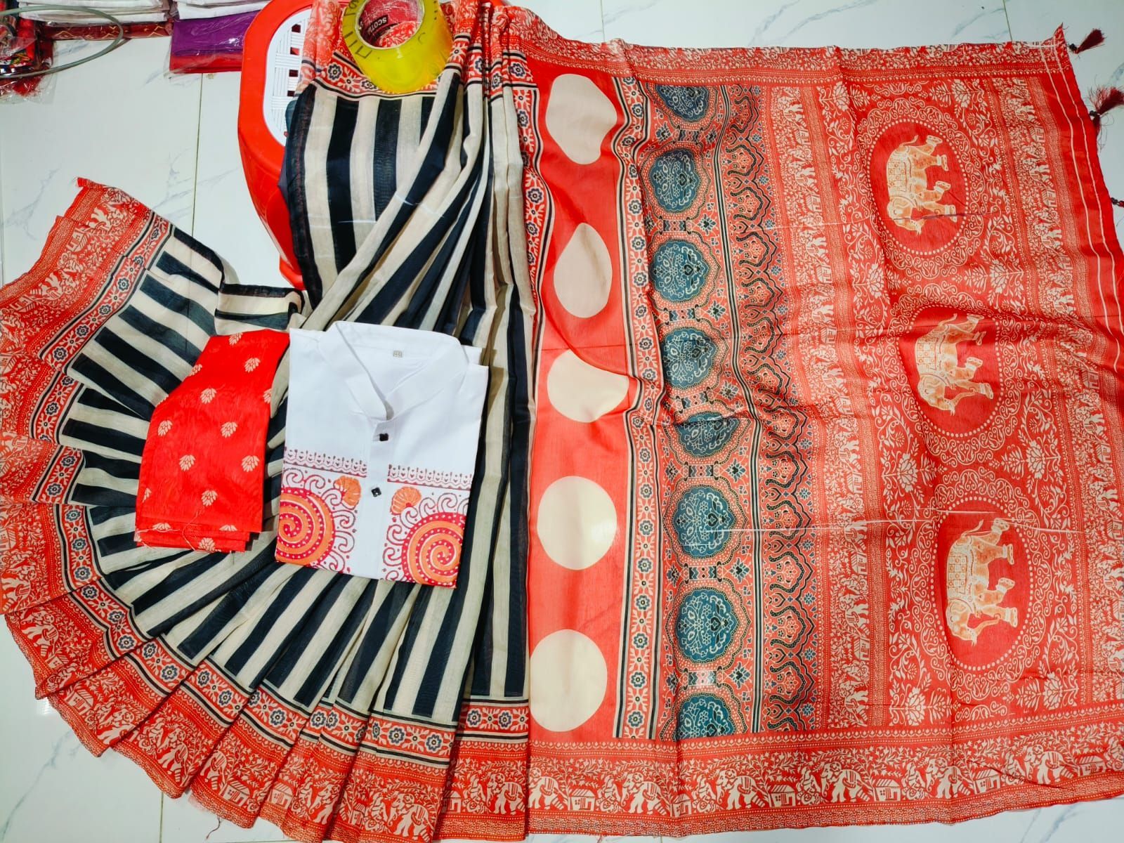 Sharee Panjabi Couple with Blouse Piece