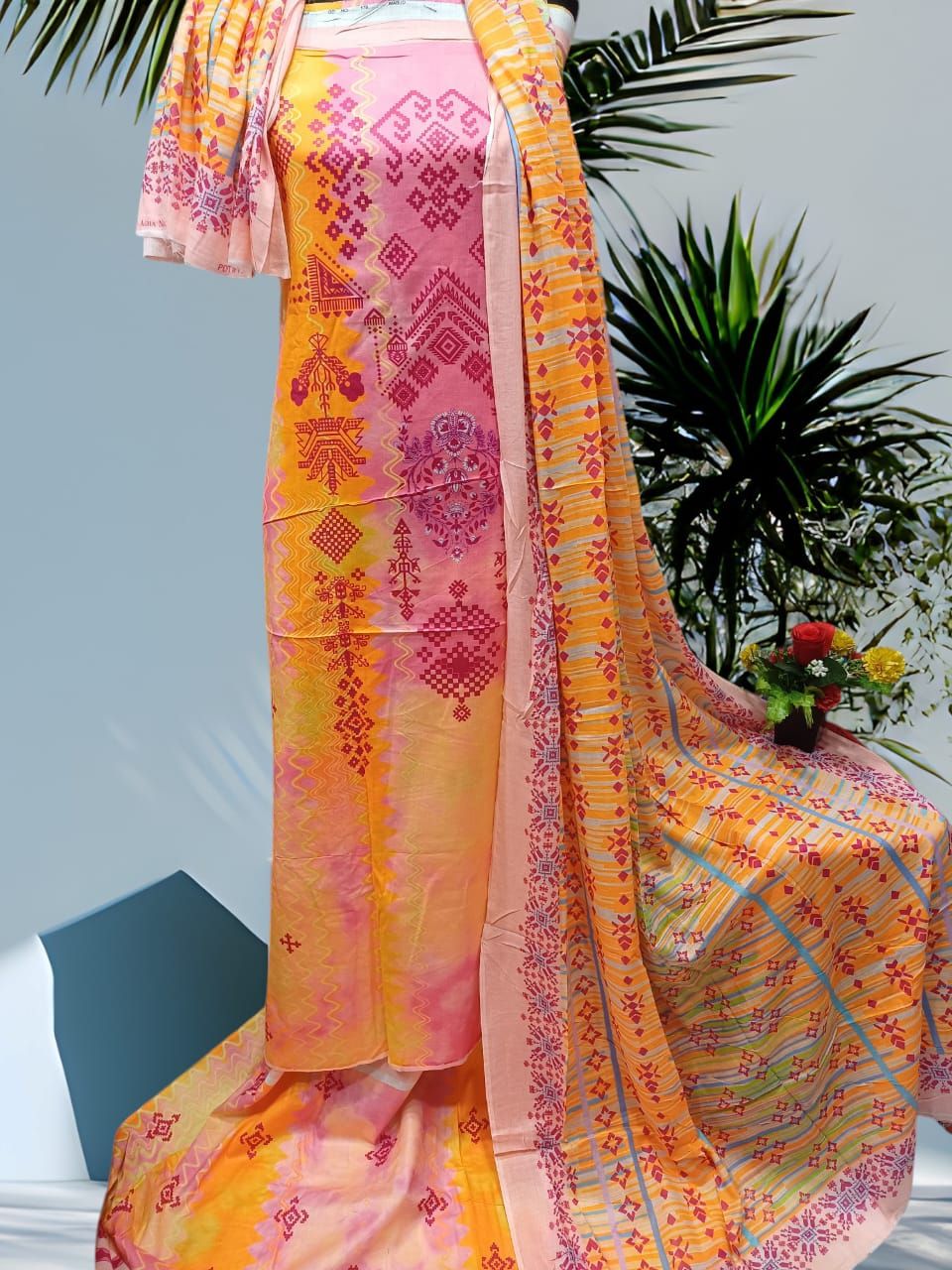 Digital Print Cotton Three Piece