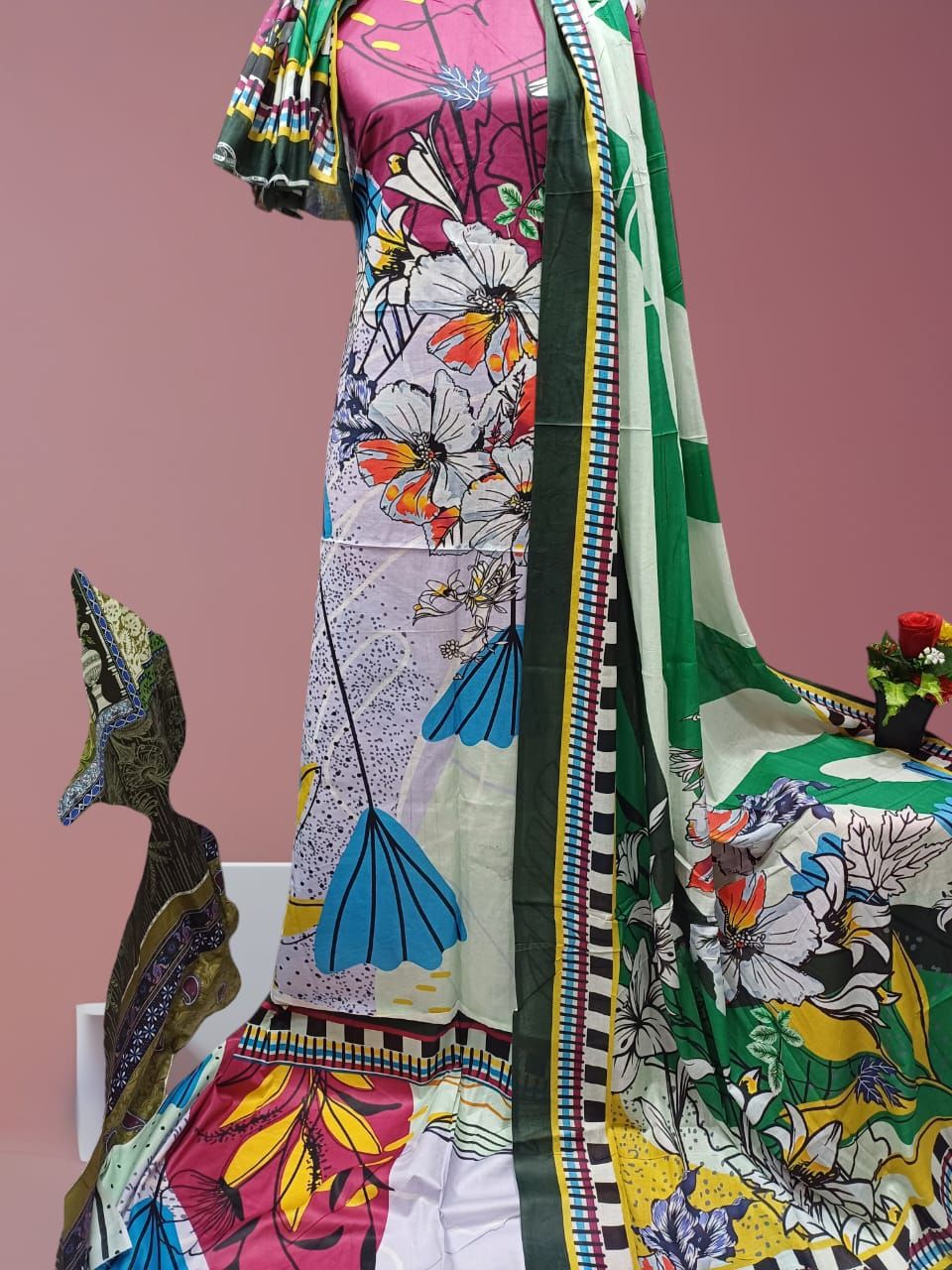 Digital Print Cotton Three Piece