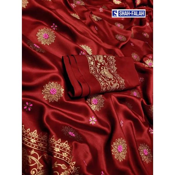 ✨ Premium Japani Silk Skin Print Sharee with Blouse Piece