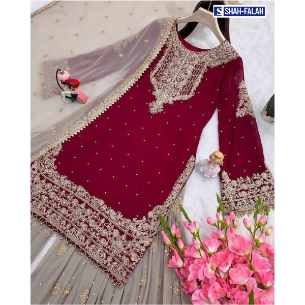 🌟 Premium Luxury Party Dress – Embroidery & Sequin Glam