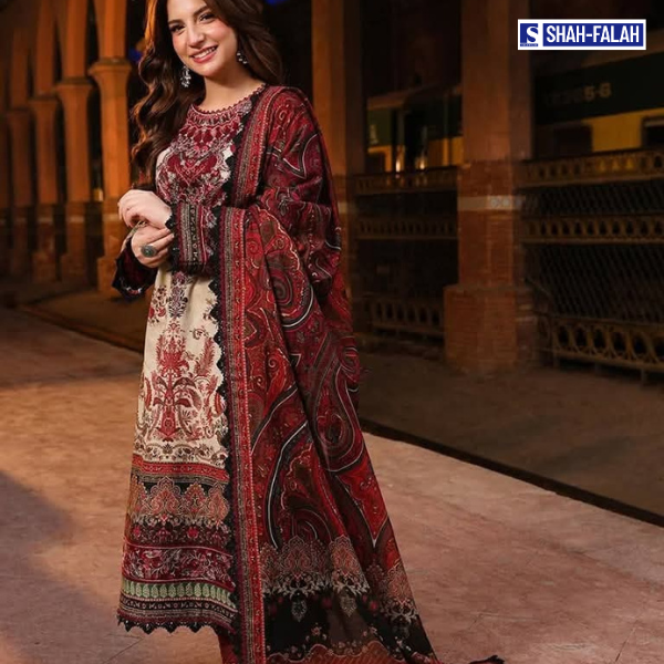 Digital Print Three Piece – Dubai Silk & Cotton Finish