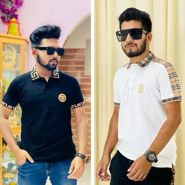2Pcs Mens Polo T-shirt Combo