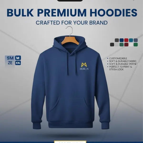 MUSLIN Fashion Solid Color 100% Cotton Fabric Hoodie Shirt For Men