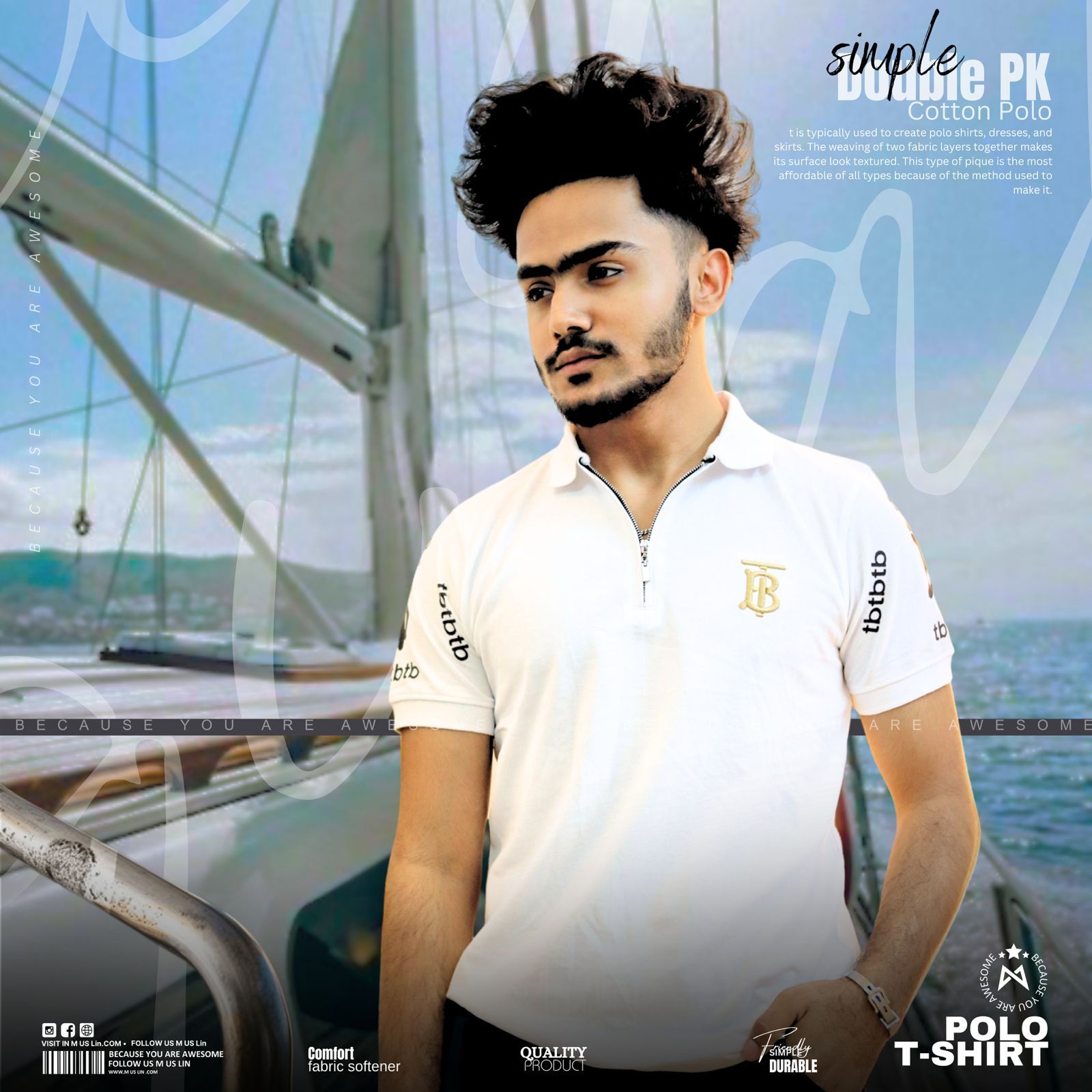 WHITE ZIPPER POLO SHIRT