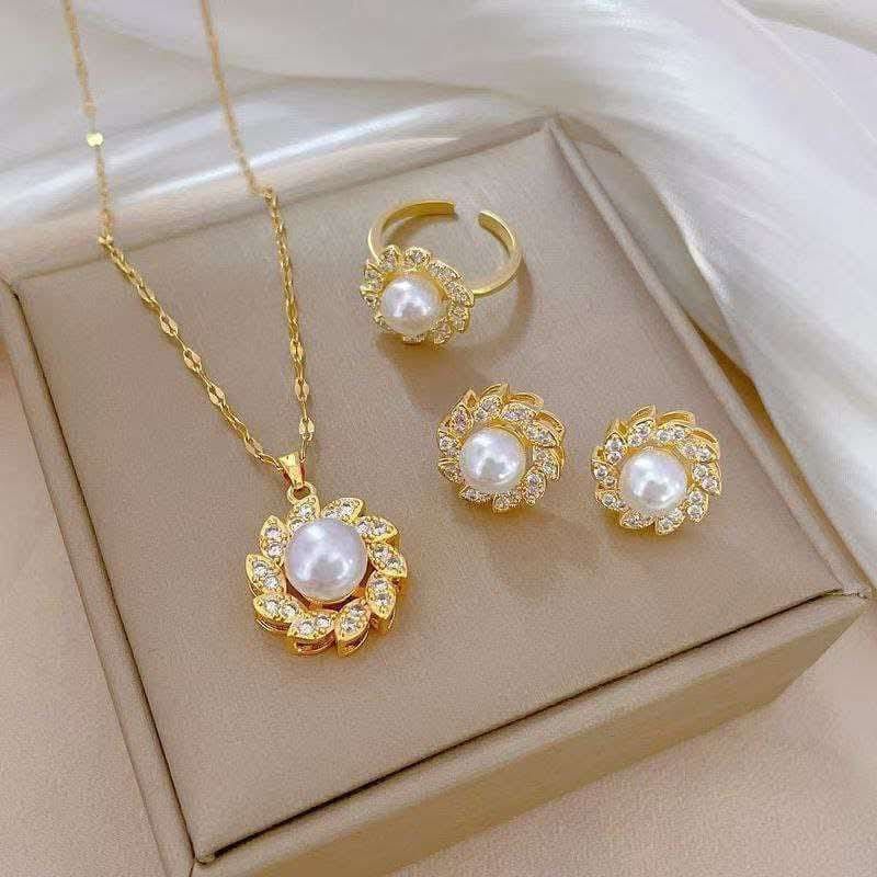 spinning pearl full zirconia necklace, fashionable trend