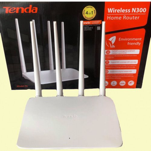 Tenda F6 Wireless N300 Router – 4 Antenna High-Coverage Wi-Fi Solution