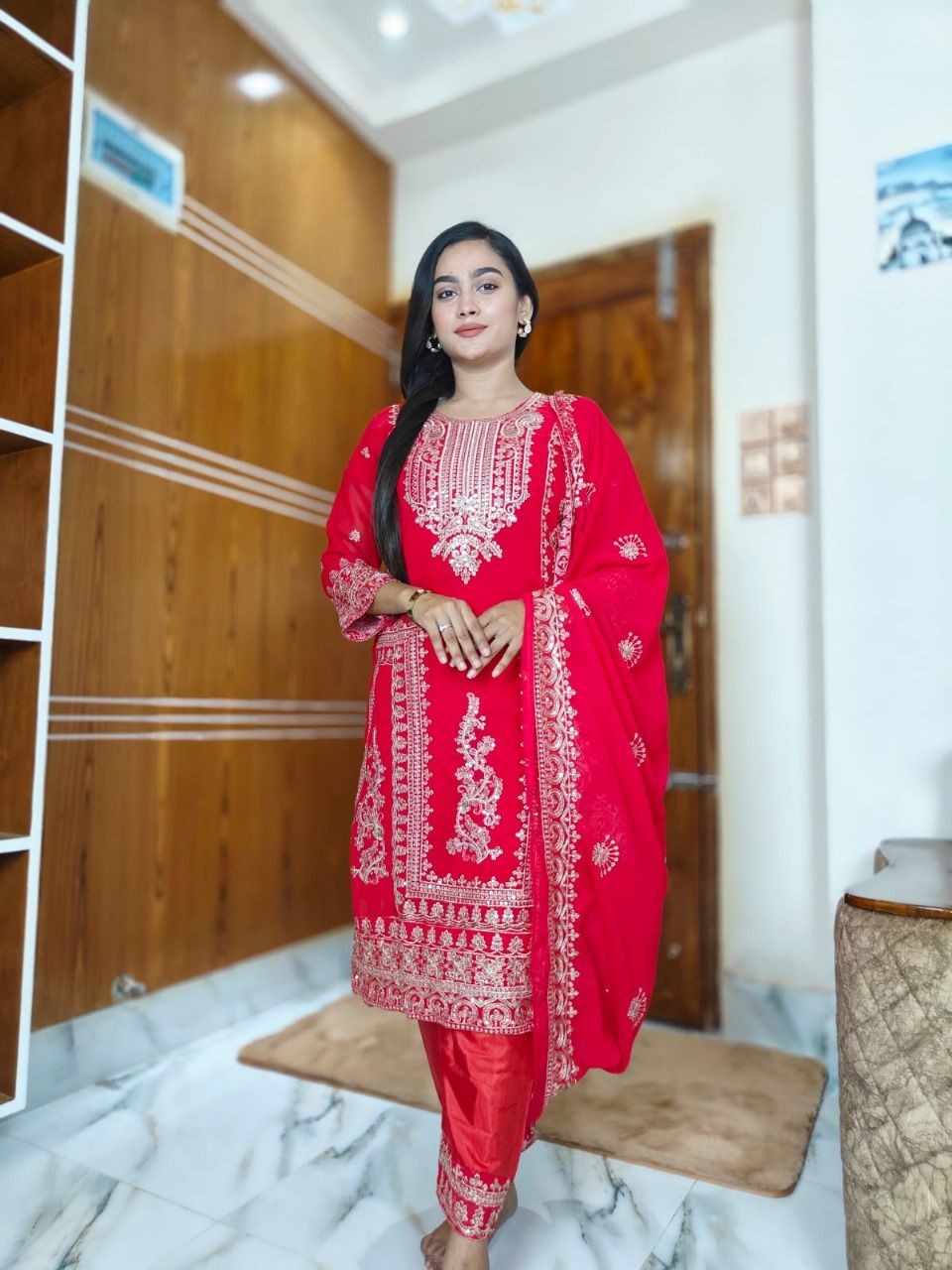 👗 Georgette Embroidery Three Piece – সম্পূর্ণ রেডিমেড ও কোয়ালিটি ফুলসেট