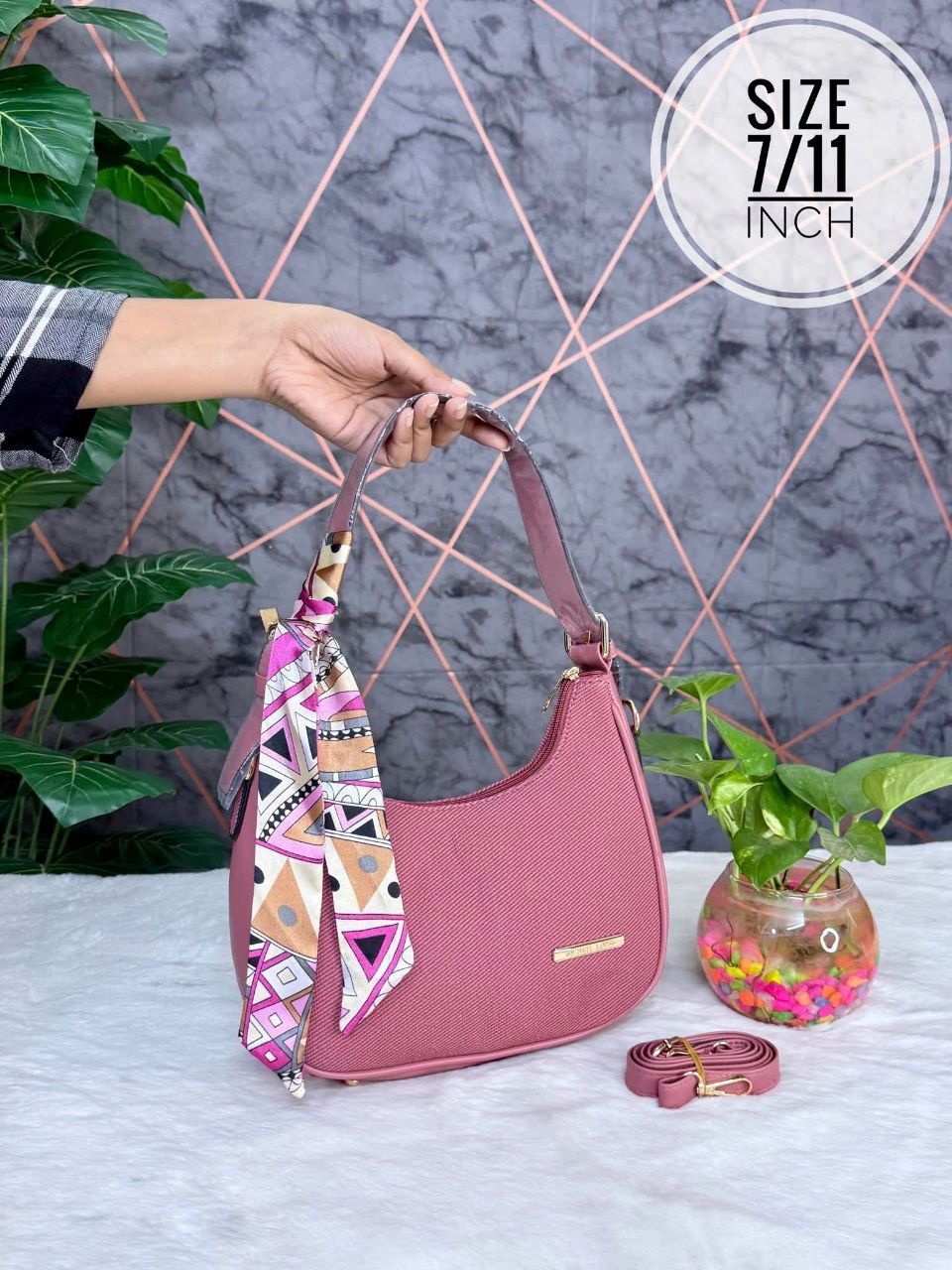 Jute Leather Handbag with Decorative Scarf – Premium Quality