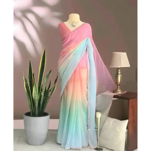 Elegant Lace Work Georgette Saree