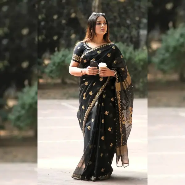 Semi Moslin Sharee with Blouse Piece