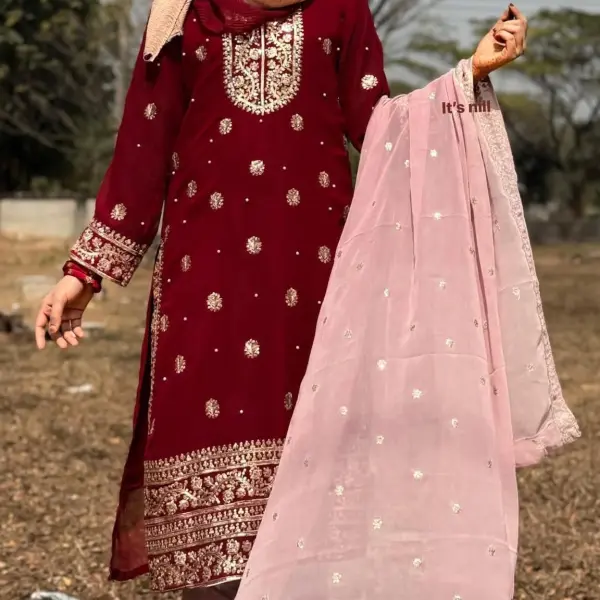 Soft Jorjet With sequence embroidery Three Piece