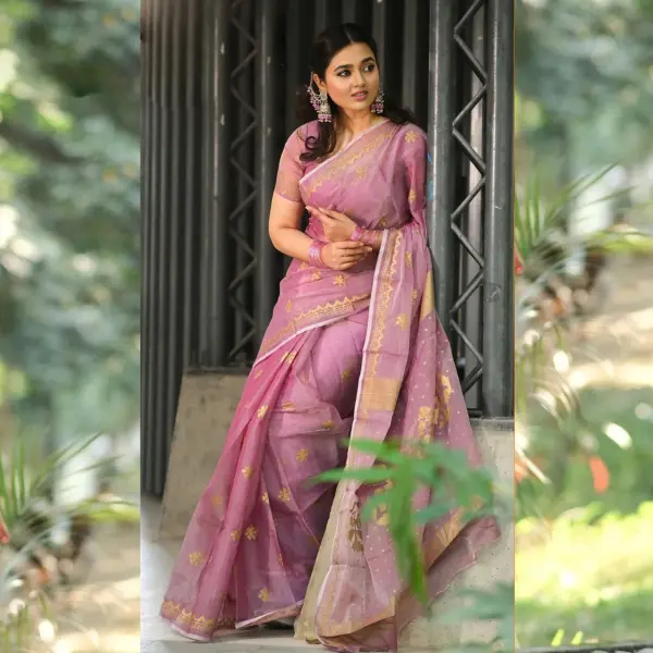 Semi Moslin Sharee with Blouse Piece