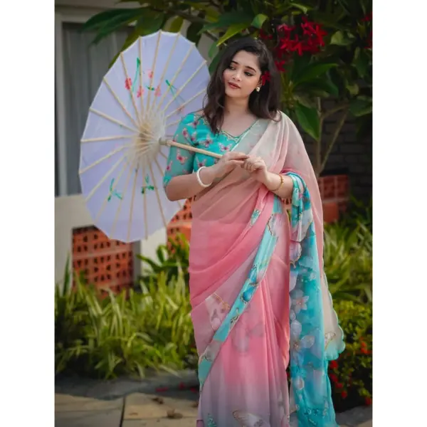 Digital Print sharee with blause pcs