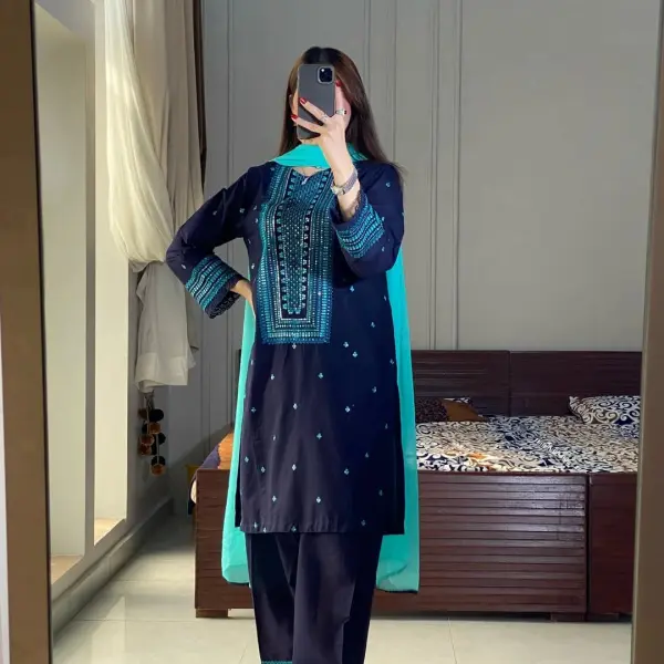 Sequence Embroidery Three Piece