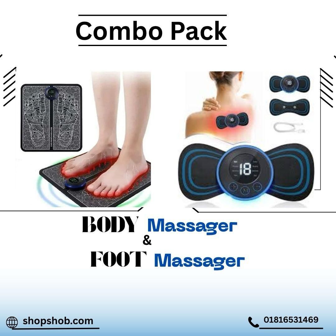 Combo Pack EMS Electric Foot Massager & Body Massager For Pain Relief Wireless Vibrating Massager Machine