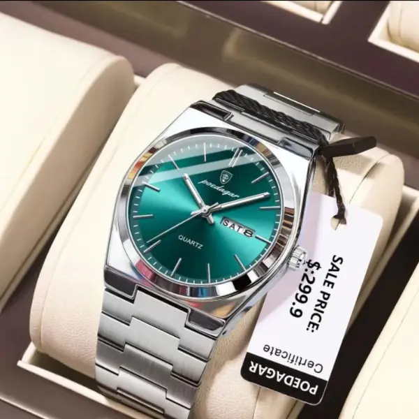 New POEDAGAR 930 Luxury Watch For Men Waterproof Luminous Date Week Stainless Steel Men Watch Casual Quartz Men's Watch