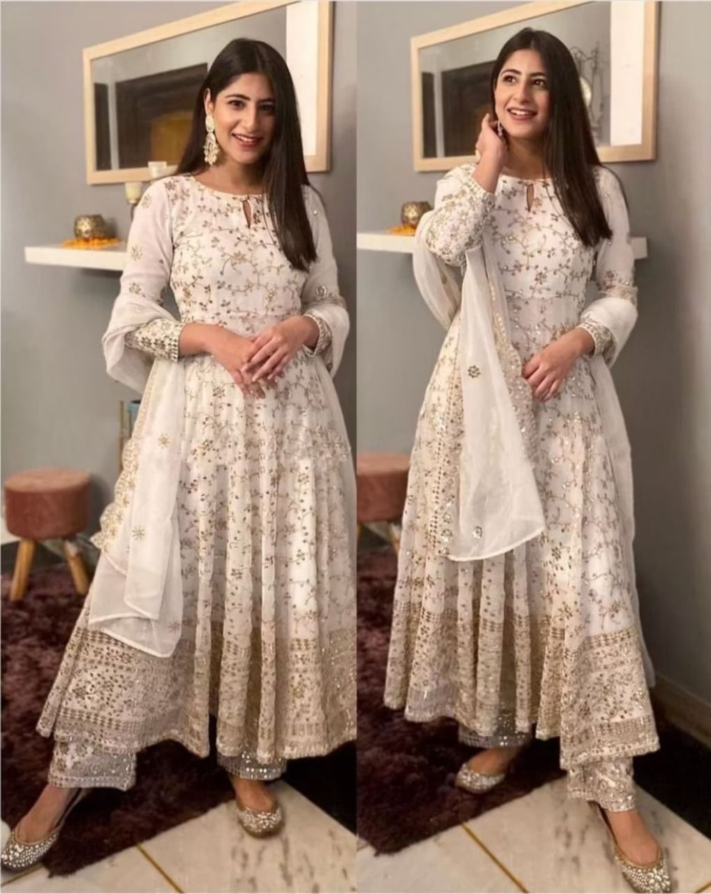 Semi-Stitched Anarkali Gown