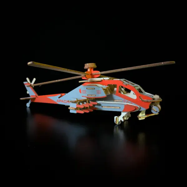 Apache Attack Helicopter Model: 3D Wooden Puzzle (DIY)