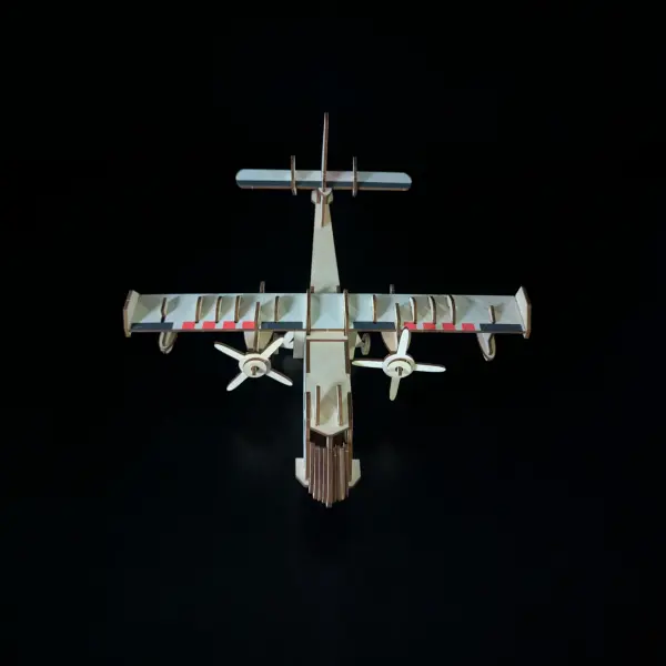 Military Transport Aircraft Model: 3D Wooden Puzzle (DIY)