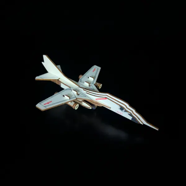Fighter Jet Model: 3D Wooden Puzzle (DIY)
