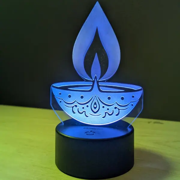 GearUP Acrylic Multicolor Night Lamp (DIYA) – Black
