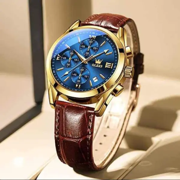 Stylish OLEVS Leather Band fashionable watch