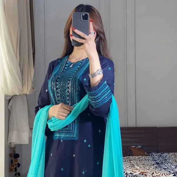 Sequence Embroidery Three Piece