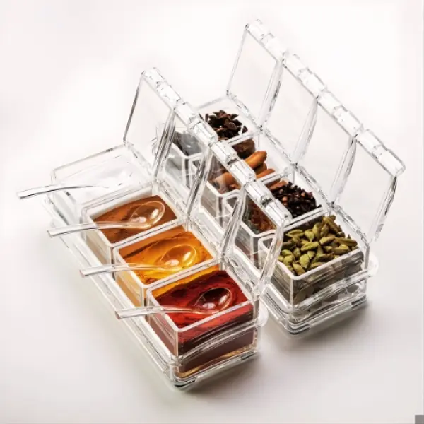 4 Grid Acrylic Seasoning Spice Box Kit