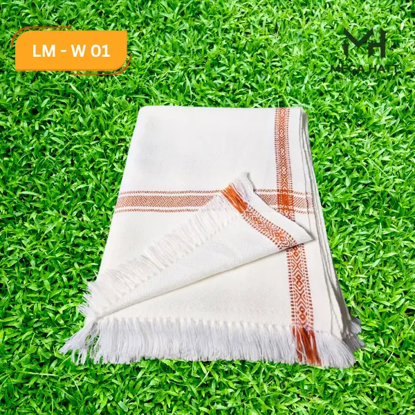 ✨ উলের সুতার  প্রিমিয়াম লাক্সারি মেন্স শাল - White