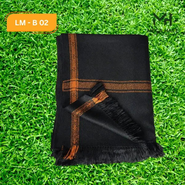 ✨ উলের সুতার প্রিমিয়াম লাক্সারি মেন্স শাল - Black