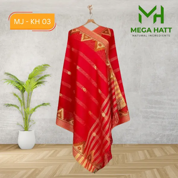 Minakari Jamdani Shawl - Red