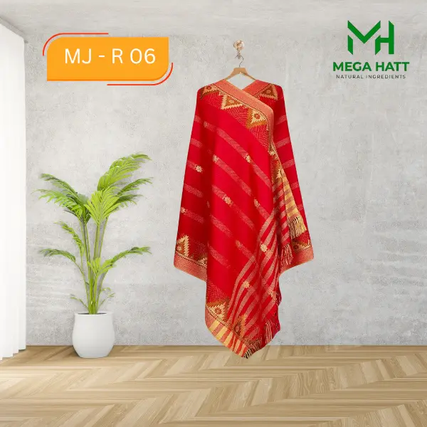 Minakari Jamdani Shawl - Red