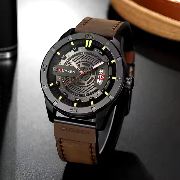 CURREN 8301 Men Military Sports Watches Men's Quartz- Coffee