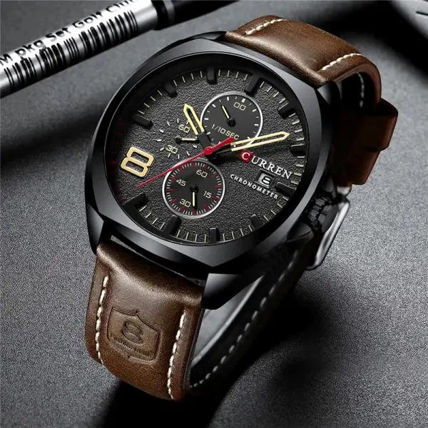 Curren 8324 Sport Quartz Watch For Men- Black Brown