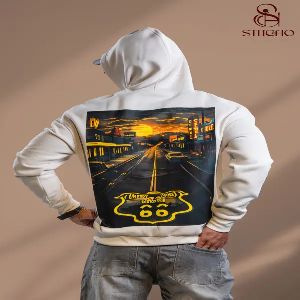 Oversized Route 66 Sunset Hoodie