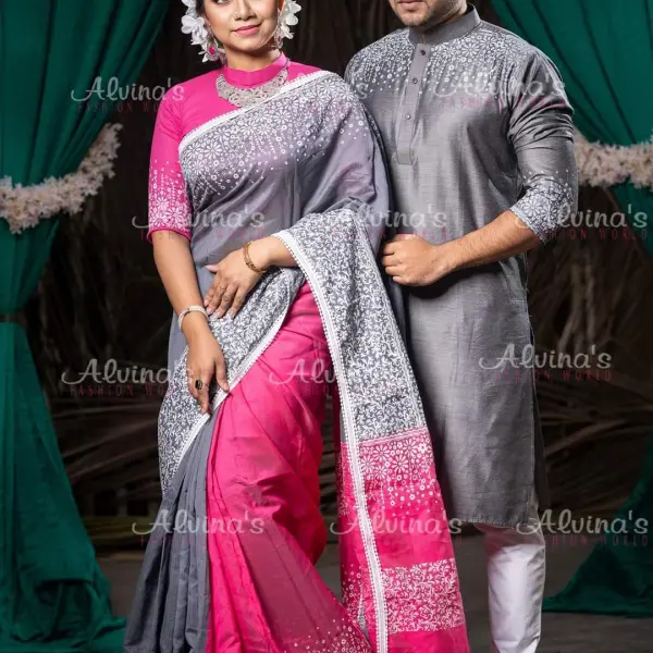 ধুপিয়ান সিল্কের শাড়ি পাঞ্জাবি কাঁপল