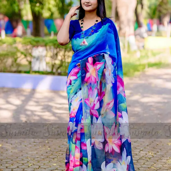 Chanderi Silk Digital Printed Tarsel Saree