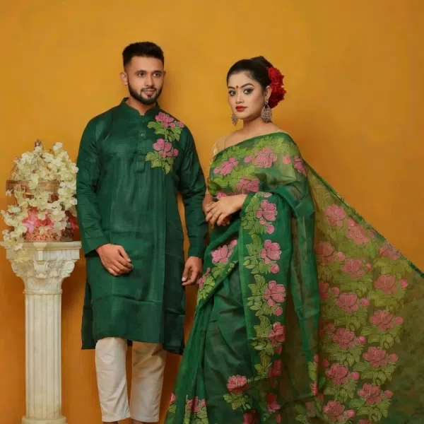 ধুপিয়ান সিল্কের শাড়ি পাঞ্জাবি কাঁপল